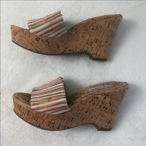 Steve Madden Striped Cork Wedges - Picture 3 of 6